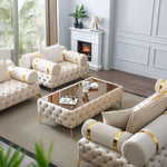 Briaton luxury Chesterfield 4pc sofa cream - Figure  It Out Furniture