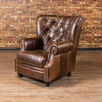 Fio Brown Faux Leather Wingback Chair - Figure  It Out Furniture