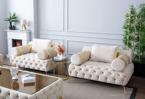 Briaton Luxury Chesterfield Armchair Cream - Figure  It Out Furniture