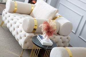 Briaton Luxury Chesterfield Armchair Cream - Figure  It Out Furniture