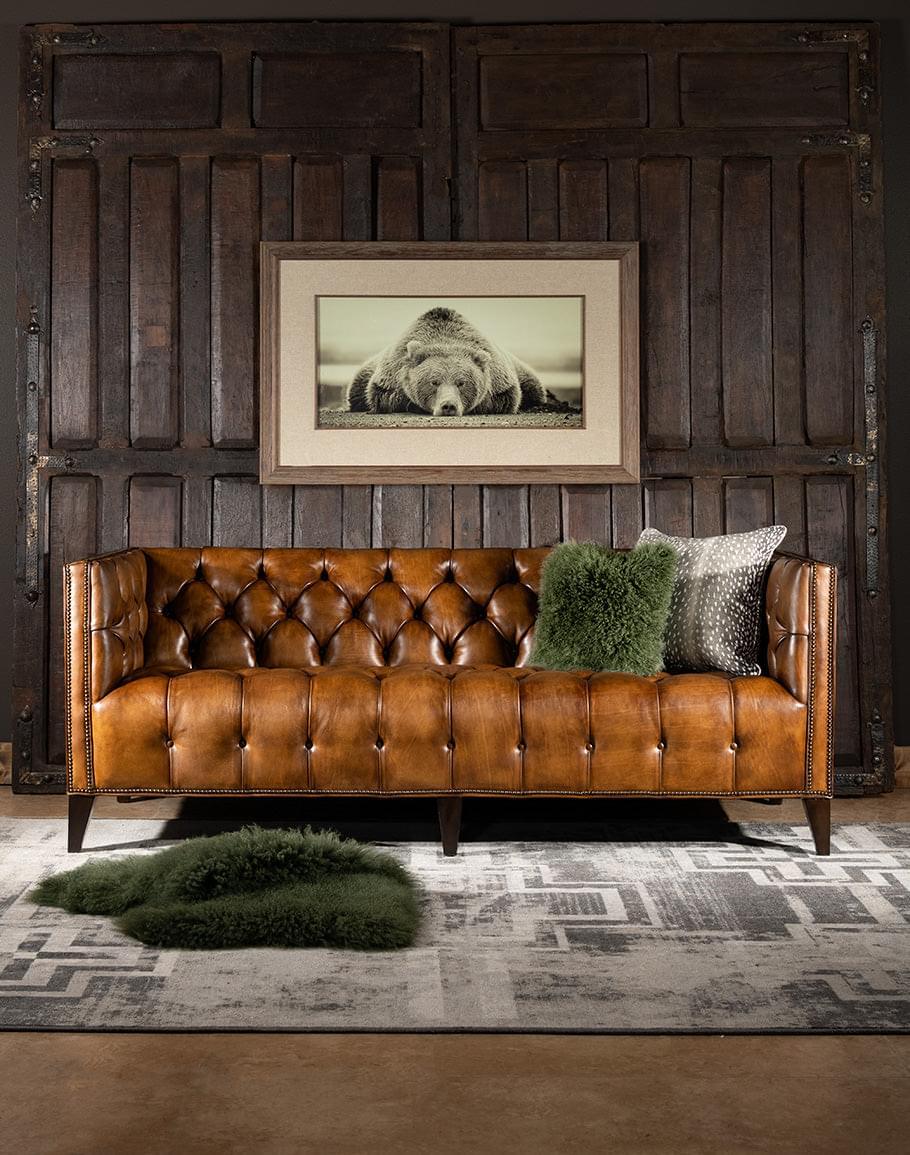 Briaton Vintage Top Leather tufted 3 seater couch - Figure  It Out Furniture