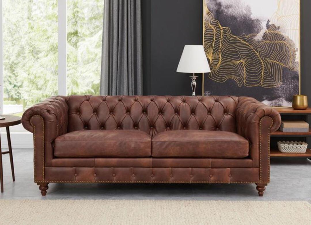 Figure It Out Chesterfield Brown Euro Leather 3pc Couch set - Figure  It Out Furniture