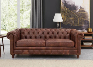 Figure It Out Chesterfield Brown Euro Leather 3pc Couch set - Figure  It Out Furniture