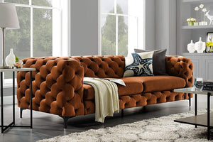 Fio Velvet Tufted button 3 seater couch - Figure  It Out Furniture