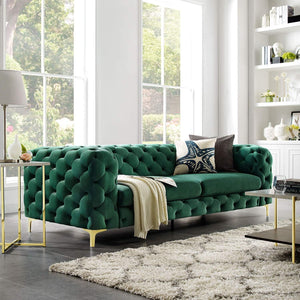 Fio Velvet Tufted button 3 seater couch - Figure  It Out Furniture