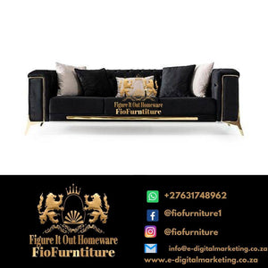 Fio Black Rose 3 Seater Couch - Figure  It Out Furniture