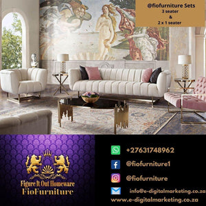 Cream Velvet Symmetrical 3pc sofa set - Figure  It Out Furniture