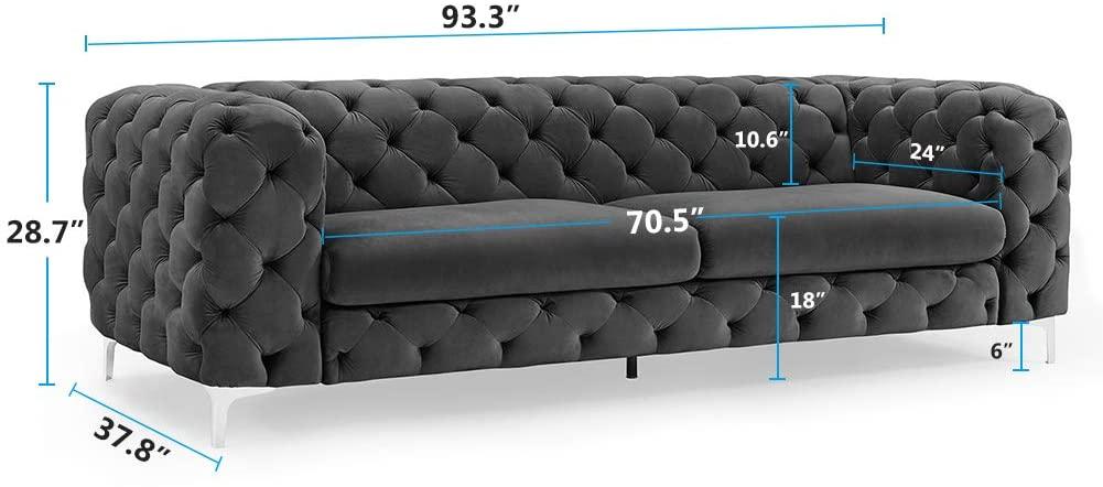 Fio Velvet Tufted button 3 seater couch - Figure  It Out Furniture
