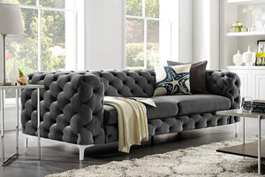 Fio Velvet Tufted button 3 seater couch - Figure  It Out Furniture