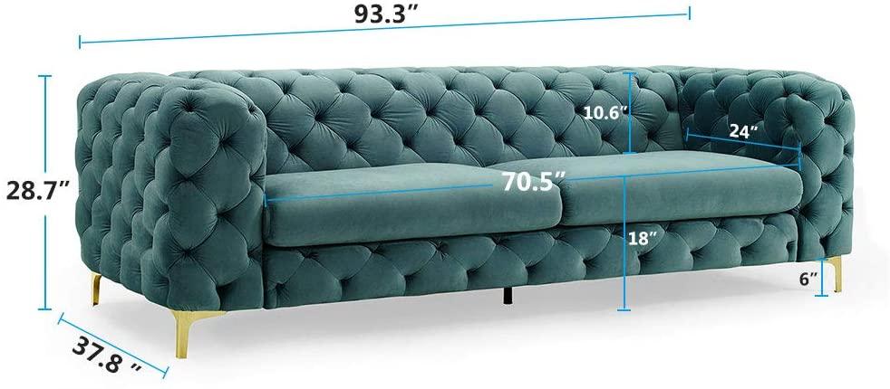 Fio Velvet Tufted button 3 seater couch - Figure  It Out Furniture