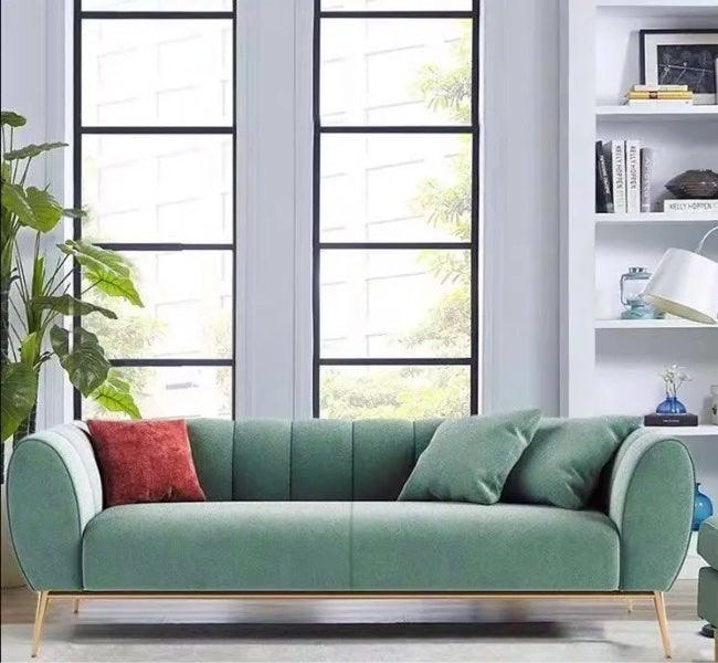 Modern Olive Velvet 3 seater couch - Figure  It Out Furniture