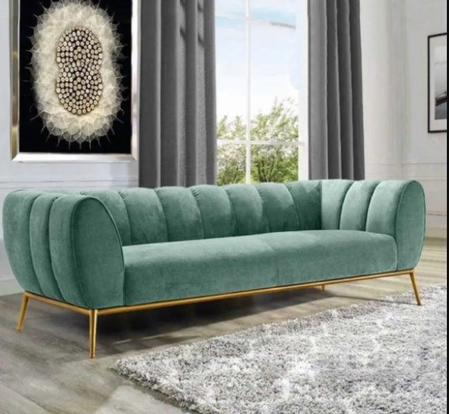 Modern Olive Velvet 3 seater couch - Figure  It Out Furniture
