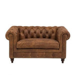 Fio Chesterfield Brown Euro Leather 1 Seater Sofa Couch - Figure  It Out Furniture