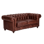 Figure It Out Chesterfield Brown Bonded Leather 2 Seater Sofa Couch - Figure  It Out Furniture