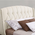 Modern Tufted Wingback Headboard - Queen - Ivory - Figure  It Out Furniture