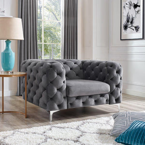 Modern Grey Chesterfield 1 seater Sofa - Figure  It Out Furniture