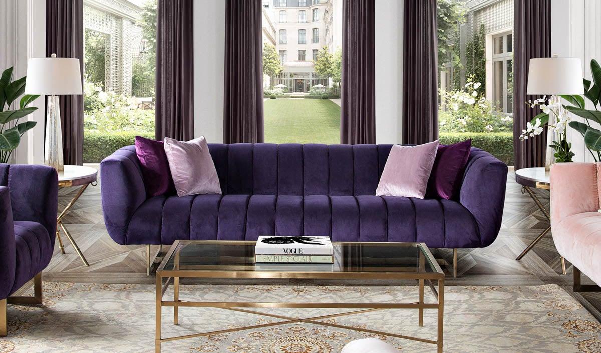 Fuschia velvet sofa deals